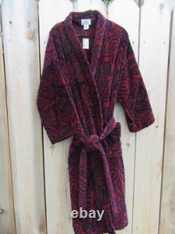 Brand New Bill Blass Red Paisley Heavy Terry Men's Bathrobe One Size Vintage