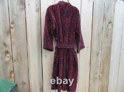 Brand New Bill Blass Red Paisley Heavy Terry Men's Bathrobe One Size Vintage
