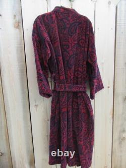 Brand New Bill Blass Red Paisley Heavy Terry Men's Bathrobe One Size Vintage