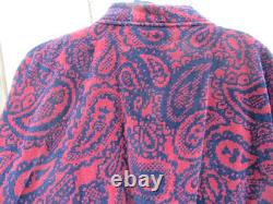 Brand New Bill Blass Red Paisley Heavy Terry Men's Bathrobe One Size Vintage