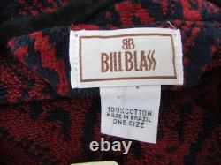 Brand New Bill Blass Red Paisley Heavy Terry Men's Bathrobe One Size Vintage