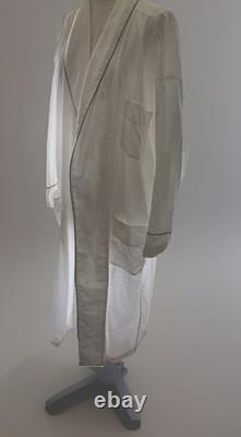 Brioni Cotton Robe Dressing Gown White Men's Sz XL (Without Belt) Made Italy