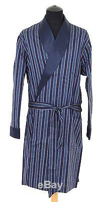 Brioni Men's bathrobe bath robe gown loungewear Bademantel Navy L 100% cotton