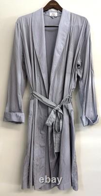 Brioni Mens Bathrobe Dressing Gown Pajama Robe Large Cotton Striped Made In Itay