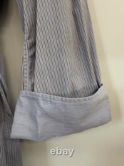 Brioni Mens Bathrobe Dressing Gown Pajama Robe Large Cotton Striped Made In Itay