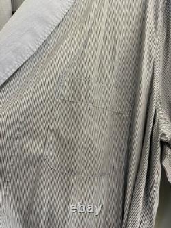 Brioni Mens Bathrobe Dressing Gown Pajama Robe Large Cotton Striped Made In Itay