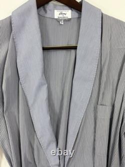 Brioni Mens Bathrobe Dressing Gown Pajama Robe Large Cotton Striped Made In Itay