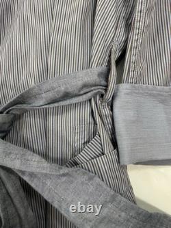 Brioni Mens Bathrobe Dressing Gown Pajama Robe Large Cotton Striped Made In Itay