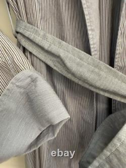 Brioni Mens Bathrobe Dressing Gown Pajama Robe Large Cotton Striped Made In Itay