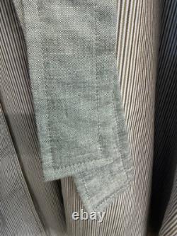 Brioni Mens Bathrobe Dressing Gown Pajama Robe Large Cotton Striped Made In Itay
