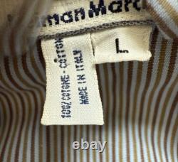 Brioni Mens Bathrobe Dressing Gown Pajama Robe Large Cotton Striped Made In Itay