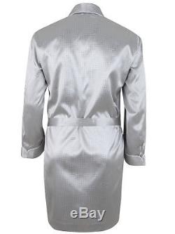 Brioni men's bathrobe dressing gown pajama robe size 2XL 100% silk silver
