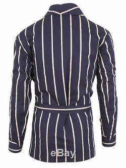 Brioni men's bathrobe dressing gown pajama robe size L 100% cotton blue lacing