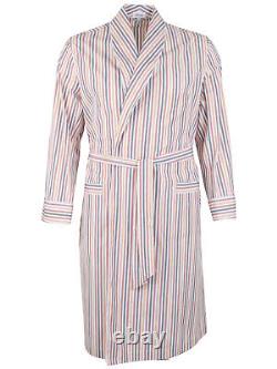 Brioni men's bathrobe dressing gown pajama robe size L 100% cotton striped