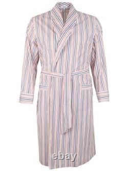 Brioni men's bathrobe dressing gown pajama robe size L 100% cotton striped