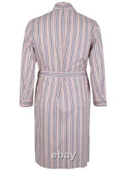 Brioni men's bathrobe dressing gown pajama robe size L 100% cotton striped