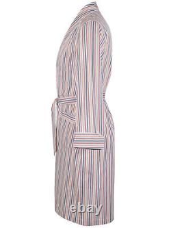 Brioni men's bathrobe dressing gown pajama robe size L 100% cotton striped
