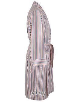 Brioni men's bathrobe dressing gown pajama robe size L 100% cotton striped