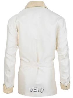 Brioni men's bathrobe dressing gown pajama robe size L 100% silk beige