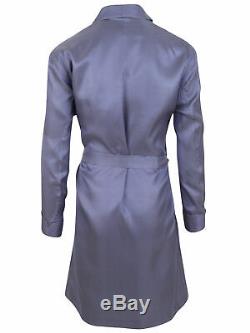 Brioni men's bathrobe dressing gown pajama robe size L 100% silk blue