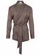 Brioni men's bathrobe dressing gown pajama robe size L 100% silk brown lacing