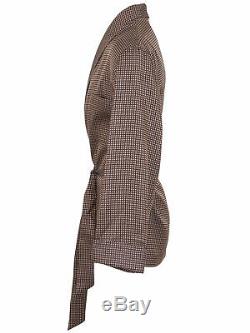 Brioni men's bathrobe dressing gown pajama robe size L 100% silk brown lacing
