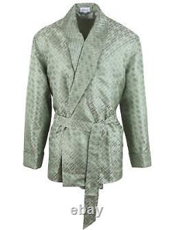 Brioni men's bathrobe dressing gown pajama robe size L 100% silk green