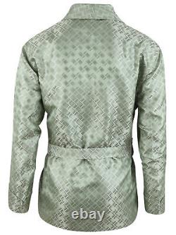 Brioni men's bathrobe dressing gown pajama robe size L 100% silk green