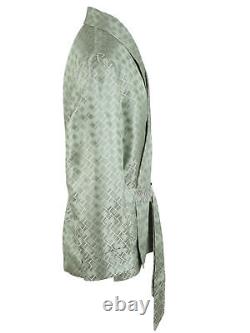 Brioni men's bathrobe dressing gown pajama robe size L 100% silk green