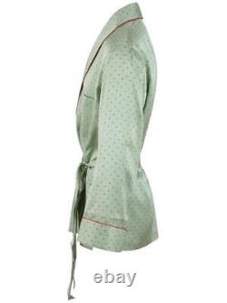 Brioni men's bathrobe dressing gown pajama robe size L 100% silk green