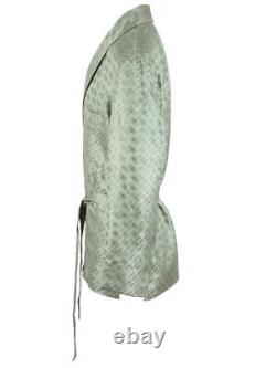 Brioni men's bathrobe dressing gown pajama robe size L 100% silk green