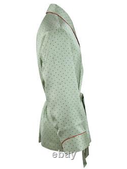 Brioni men's bathrobe dressing gown pajama robe size L 100% silk green