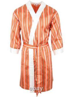 Brioni men's bathrobe dressing gown pajama robe size L 100% silk multi-color