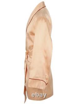 Brioni men's bathrobe dressing gown pajama robe size L 100% silk orange lacing