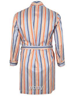 Brioni men's bathrobe dressing gown pajama robe size L 100% silk striped