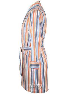 Brioni men's bathrobe dressing gown pajama robe size L 100% silk striped