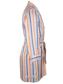 Brioni men's bathrobe dressing gown pajama robe size L 100% silk striped
