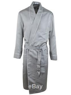 Brioni men's bathrobe dressing gown pajama robe size L 100% silk structured