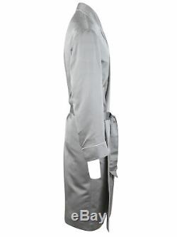 Brioni men's bathrobe dressing gown pajama robe size L 100% silk structured