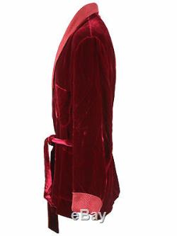Brioni men's bathrobe dressing gown pajama robe size L viscose & silk red lacing