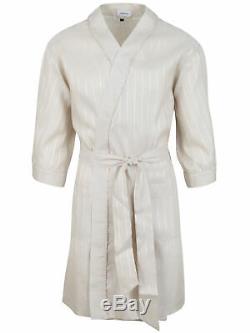 Brioni men's bathrobe dressing gown pajama robe size M 100% linen striped lacing