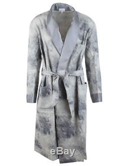 Brioni men's bathrobe dressing gown pajama robe size M wool & silk paisley grey