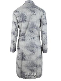 Brioni men's bathrobe dressing gown pajama robe size M wool & silk paisley grey
