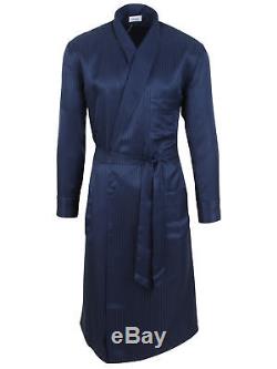 Brioni men's bathrobe dressing gown pajama robe size S 100% silk blue