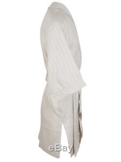 Brioni men's bathrobe dressing gown pajama size M 100% linen striped lacing