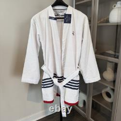 Brooks Brothers Nautical Blanket Stripe Turkish Cotton Belted Bathrobe OSFM NEW