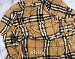 Burberry Beige Nova Check Towelling Cotton Bath Robe Dressing Gown Size Large L