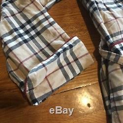 Burberry Robe Bathrobe Nova Check Unisex Size Large Tie Shoulder Pads