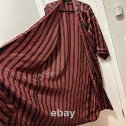 CHRISTIAN DIOR MONSIEUR Bath Dressing Robe Red Black Stripe Men OS Pockets Satin