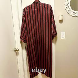 CHRISTIAN DIOR MONSIEUR Bath Dressing Robe Red Black Stripe Men OS Pockets Satin